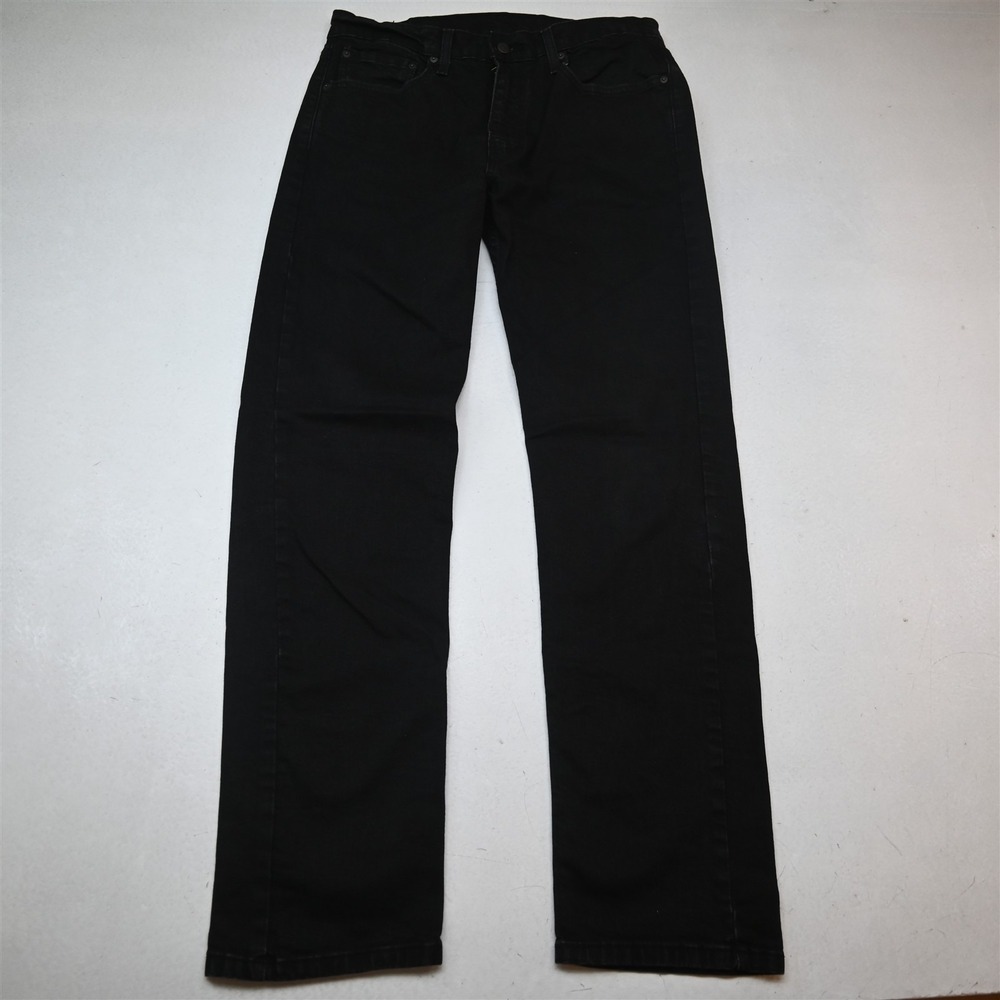 Levis 34x34 Black Stretch Denim 505 Straight Mens Jeans